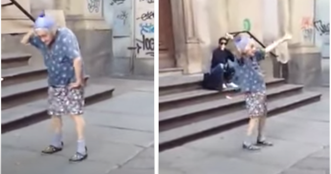 Cette vieille grand-mère de 97 ans se met à danser dans la rue et tous les passants s'arrêtent immédiatement ! (VIDÉO)