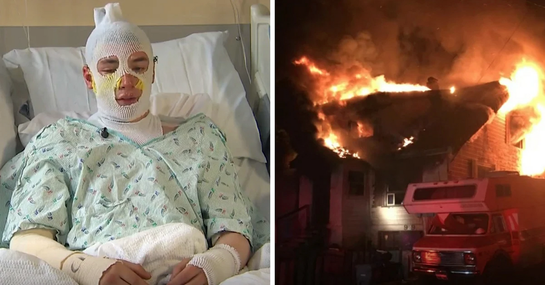 Un courageux jeune homme entre dans une maison en feu pour sauver sa petite nièce