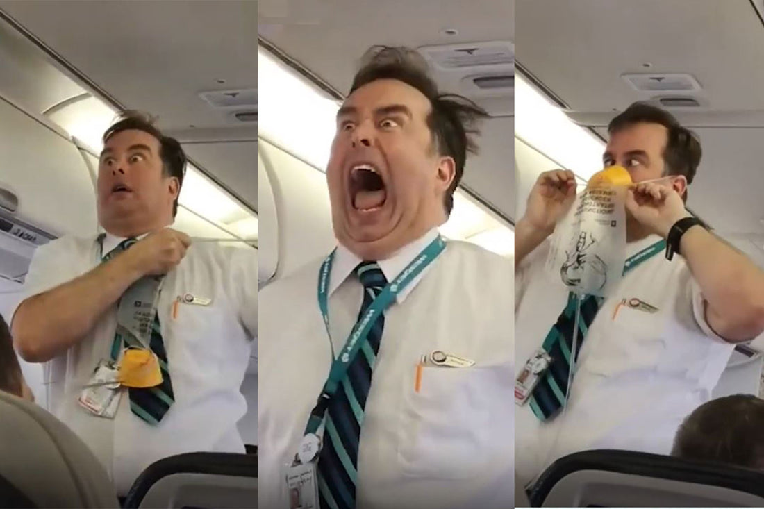 Regardez cette vidéo hilarante d'un stewards mimant les consignes de sécurité en avion et provoquant des fous rires incontrôlables